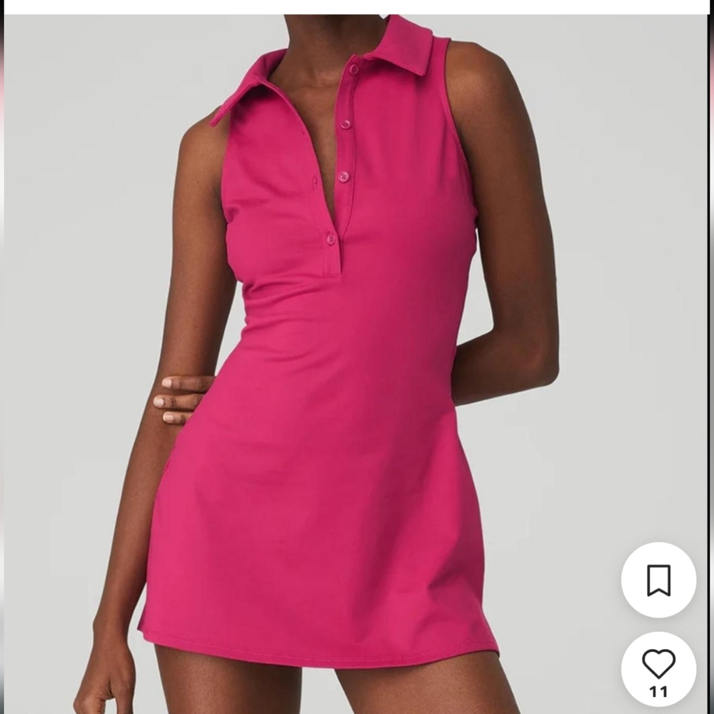 ALO Yoga Sleeveless Polo Dress in Magenta Crush